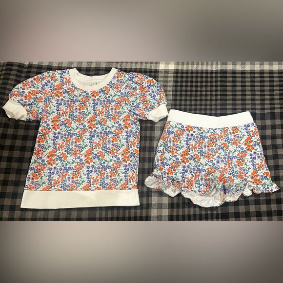 Janie and Jack Floral Matching Set French Terry Shorts and sweatshirt Size 5 - Picture 6 of 6